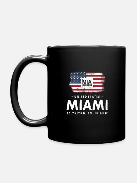 MIAMI AIRPORT CODE MIA USA DRAPEAU GEOTAG CADEAU - Mug uni - noir