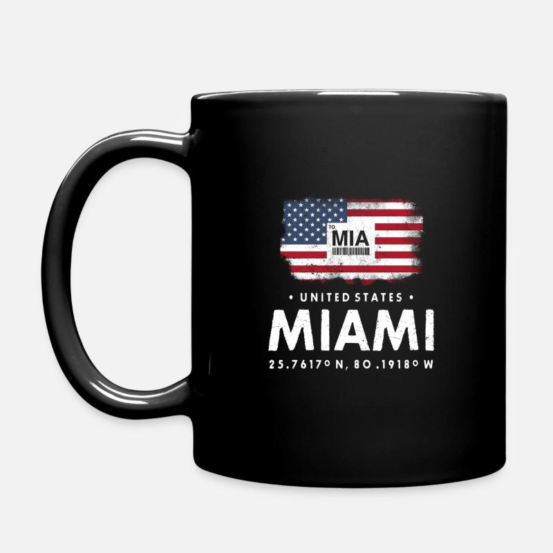 MIAMI AIRPORT CODE MIA USA DRAPEAU GEOTAG CADEAU - Mug uni - noir