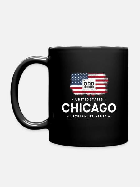 CHICAGO AIRPORT CODE ORD US FLAGGE GEOTAG GESCHENK - Tasse einfarbig - Schwarz