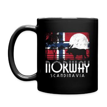 RETRO NORWAY SCANDINAVIA NOREG NORGE NORWEGIAN - Full Colour Mug - black - Left