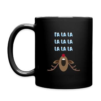 Renne chantant Fa la la - Mug uni - noir - Gauche