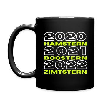 2020 Hamstern 2021 Boostern 2022 - Tasse einfarbig - Schwarz - Links