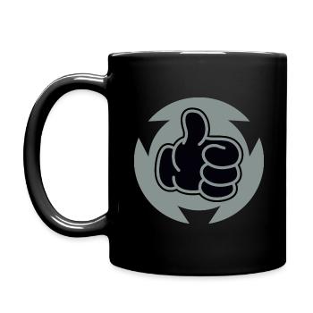 Daumen Hoch - Tasse einfarbig - Schwarz - Links