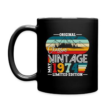 Anniversaire 1974 Mai 1974 Millésime 1974 Légende 74 - Mug uni - noir - Gauche