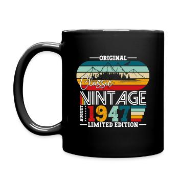 77th Birthday Original August 1947 Born 1947 - Full Colour Mug - black - Left