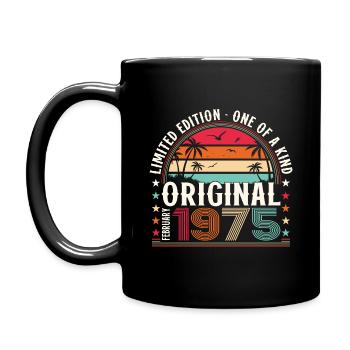 50th Birthday Gift Husband Original February 1975 - Full Colour Mug - black - Left