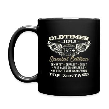 49. Geburtstag Mann Oldtimer Juli Jahrgang 1974 - Tasse einfarbig - Schwarz - Links