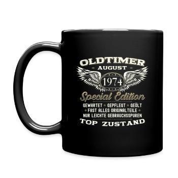 49. Geburtstag Mann Oldtimer August Jahrgang 1974 - Tasse einfarbig - Schwarz - Links