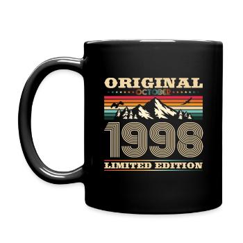 25. Geburtstag Original Oktober Jahrgang 1998 - Tasse einfarbig - Schwarz - Links