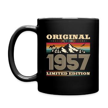 66th Birthday Original October Year 1957 - Full Colour Mug - black - Left