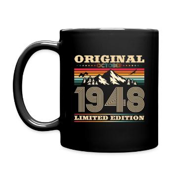 75e anniversaire Original Octobre Année 1948 - Mug uni - noir - Gauche