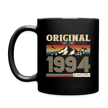 30. Geburtstag Vintage Februar Jahrgang 1994 - Tasse einfarbig - Schwarz - Links