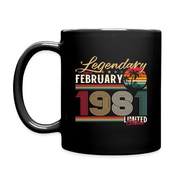 Cadeau d'anniversaire 44 ans Homme Original Février 1981 - Mug uni - noir - Gauche