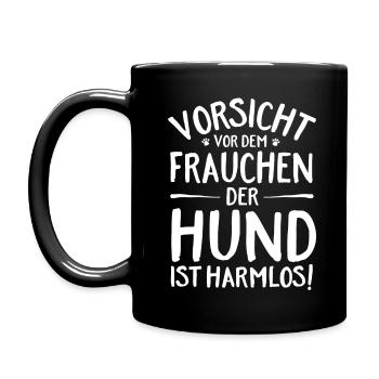 vorsicht vor dem Frauchen - Tasse einfarbig - Schwarz - Links
