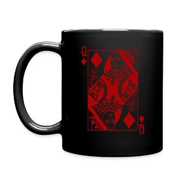 Karo Königin Kartenspiel - Tasse einfarbig - Schwarz - Links