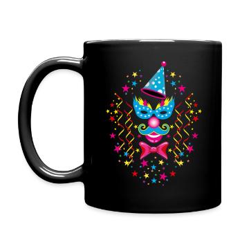 14 Karneval Clown Kostüm - Tasse einfarbig - Schwarz - Links