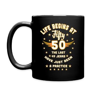 09 50th Birthday Life begins at 50 Fifty Wings - Mug uni - noir - Gauche