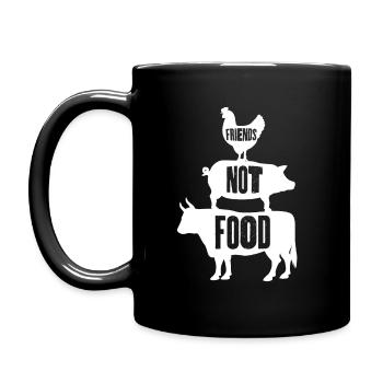 Friends Not Food - Vegan or Vegetarian - Full Colour Mug - black - Left