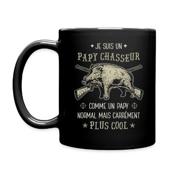 Papy Chasseur Cool Sanglier Chasse Grand Père papi - Mug uni - noir - Gauche