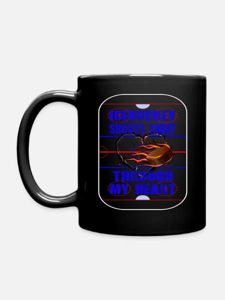 Ice hockey with heart | Hobby, Sports, Passion - Full Colour Mug - black