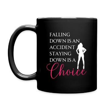 Falling down is an accident - Motivation Spruch - Full Colour Mug - black - Left