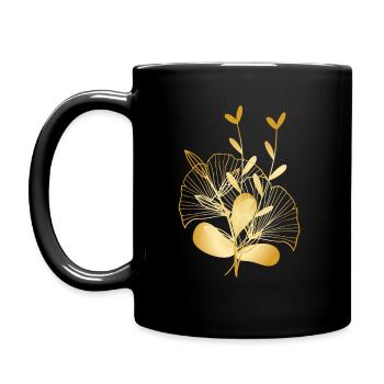 Flower composition in gold - Full Colour Mug - black - Left