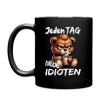 Morgenmuffel- Kaffee Bär - Tasse einfarbig - Schwarz - Links