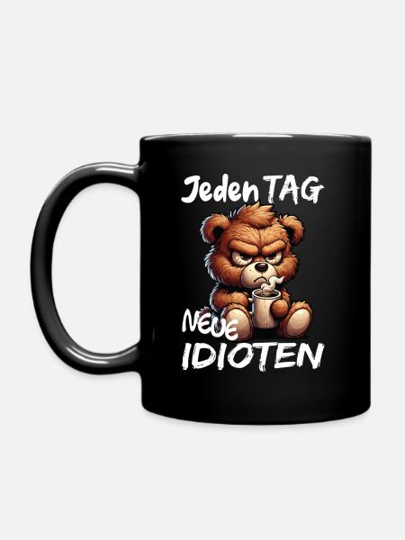 Morgenmuffel- Kaffee Bär - Tasse einfarbig - Schwarz