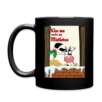 Kiss me under my Mistletoe - Tasse einfarbig - Schwarz - Links