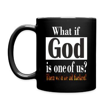 SI DIEU EST L’UN DE NOUS - cadre et flamme - Mug uni - noir - Gauche