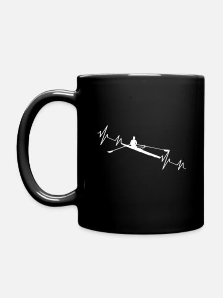 Aviron en skiff Heartbeat, Tee de pouls de l’aviron - Mug uni - noir