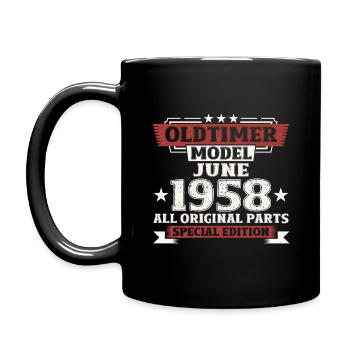 Oldtimer Juni 1958 Jahrgang 1958 Geburtstag Juni - Tasse einfarbig - Schwarz - Links