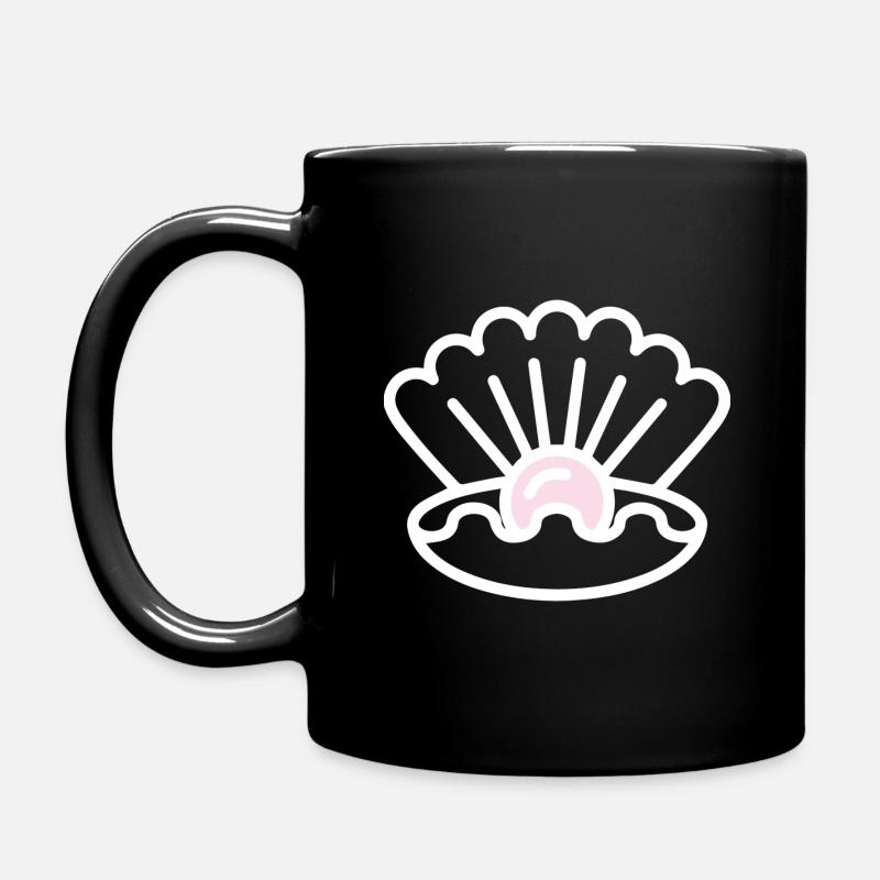 Muschel mit Perle Geschenk Idee weiss - Tasse einfarbig - Schwarz