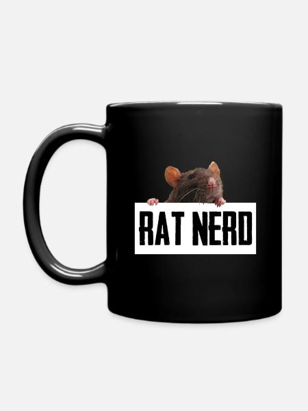 Rat - Rat Nerd - Full Colour Mug - black