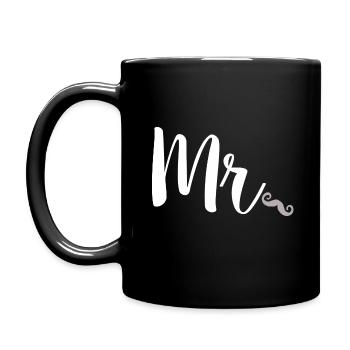 Newlyweds Mr Moustache For Husbands - Full Colour Mug - black - Left