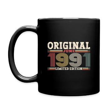 Original June 1991 Born 1991 33rd Birthday 91 - Full Colour Mug - black - Left