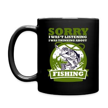 Pêche pêcheur cadeau canne à pêche poisson drôle - Mug uni - noir - Gauche