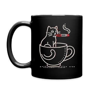 breakfast kitty - Tasse einfarbig - Schwarz - Links