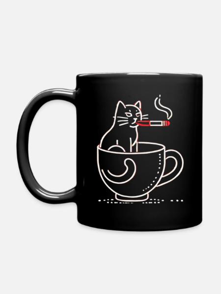 breakfast kitty - Tasse einfarbig - Schwarz
