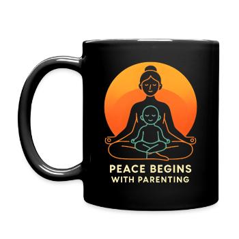 Frieden beginnt mit der Elternschaft - Yoga - Tasse einfarbig - Schwarz - Links