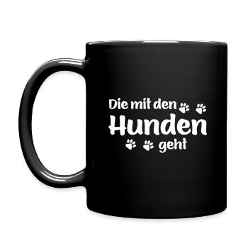 DIE MIT DEN HUNDEN GEHT - Hundepfoten - Tasse einfarbig - Schwarz - Links