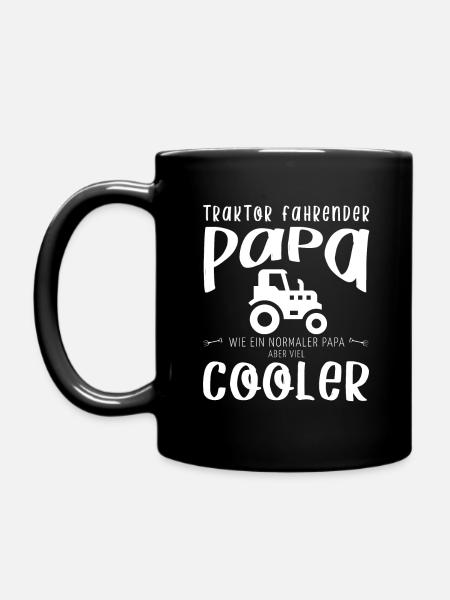 Traktor fahrender Cooler Papa Landwirt Geschenk - Tasse einfarbig - Schwarz