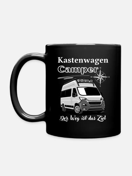 Camper-Kastenwagen Wohnmobil Spruch + Motiv - Tasse einfarbig - Schwarz