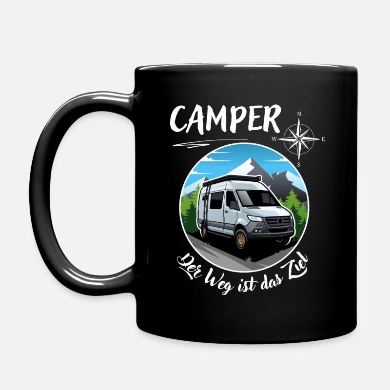 Camper-Kastenwagen Wohnmobil Spruch + Motiv - Tasse einfarbig - Schwarz