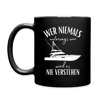Wer niemals unterwegs war... Yacht & Boot Sprüche - Tasse einfarbig - Schwarz - Links