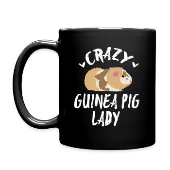 Crazy Guinea Pig Lady Meerschweinchen Haustier - Tasse einfarbig - Schwarz - Links
