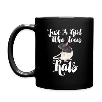 Rat Womens - Just A Girl Who Loves Rats - Full Colour Mug - black - Left