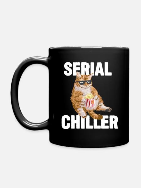 Faule Katze lustig - Serien-Chiller - Tasse einfarbig - Schwarz