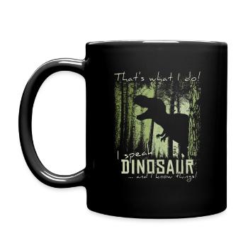 Je parle dinosaure et je sais des choses! Mème T-Rex - Mug uni - noir - Gauche