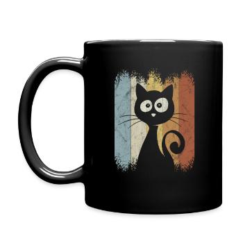 Chat rétro Vintage chat Silhouette - Mug uni - noir - Gauche